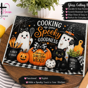 Spooky Goodness Halloween Glass Cutting Board